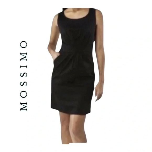 Mossimo BLACK MINI DRESS SIZE‎ 2 PLEATED IN FRONT POCKETS - Picture 1 of 10